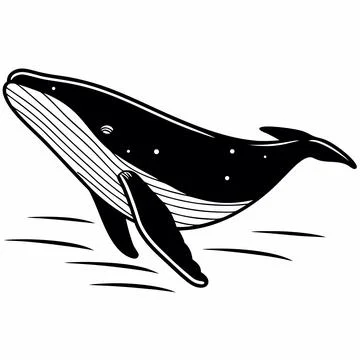 Big Blue Whale Flat Design Icon Stock Illustration