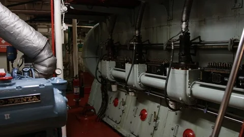 Big boat enginge Stock Footage