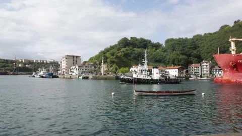 Big boat in Pasajes 2 Stock Footage 170477399