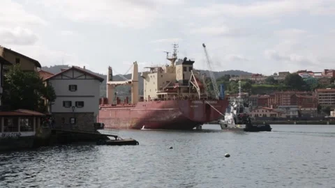 Big boat in Pasajes Stock Footage 170477372