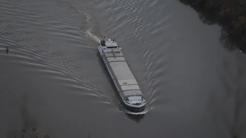 Big boat on a river Stock Footage 171125411