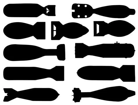 Big bombs silhouette vector art Stock Illustration