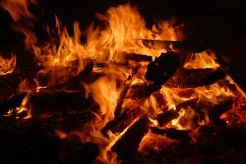 A big bonfire on Beach Foto stock