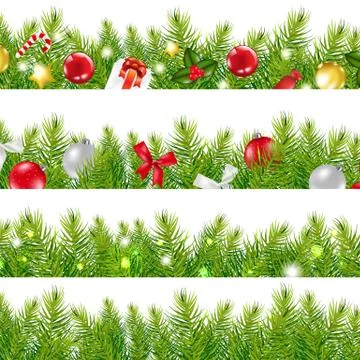 Big borders set with christmas tree Stock Illustration