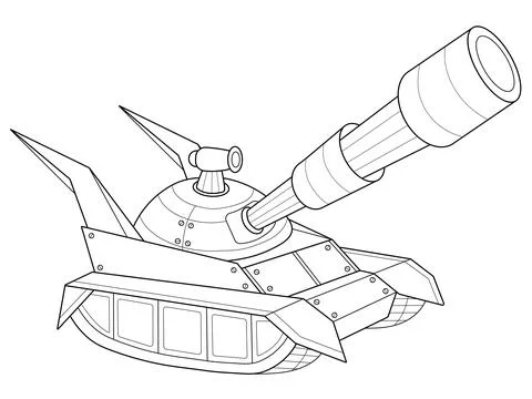 Big bore tank line vector illustration, isolated on white background. top view Stock Illustration