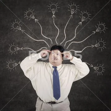Big boss thinking many ideas Stock Illustration