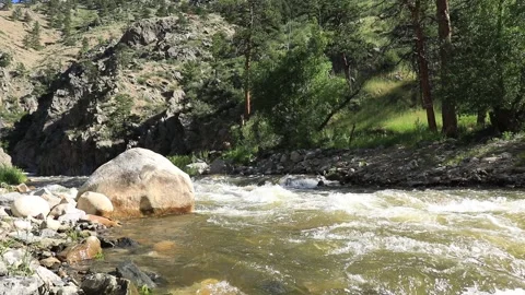 Big Boulder in the Big Thompson Stock Footage 132362328