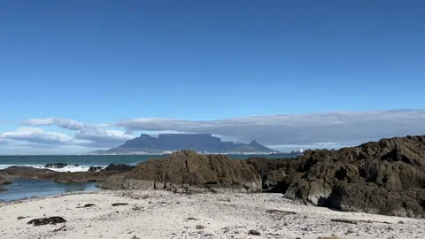 Big boulders being battered by the waves on a rocky beach Stock Footage 252281074