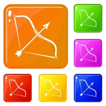 Big bow icons set vector color Illustrazione stock