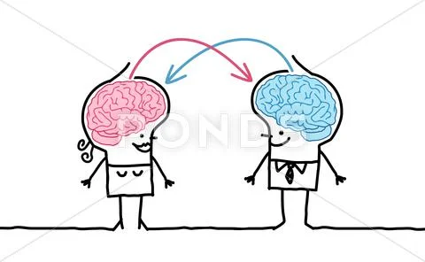Big brain couple & exchange Stock Illustration