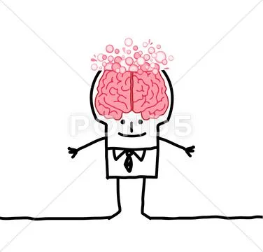 Big brain man & bubbles Stock Illustration