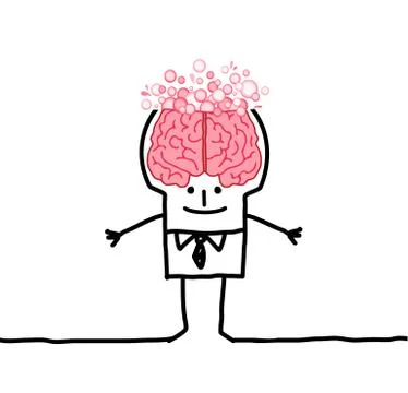 Big brain man &amp; bubbles Stock Illustration