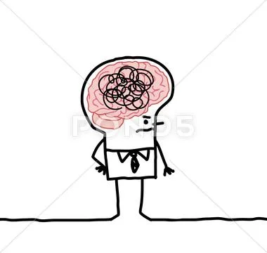Big brain man & confusion Stock Illustration