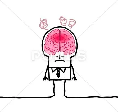 Big brain man & fever Stock Illustration