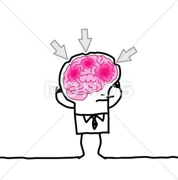 Big brain man & headache Stock Illustrationen