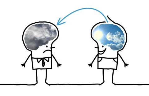 Big Brain Man - optimism and pessimism Stock Illustration