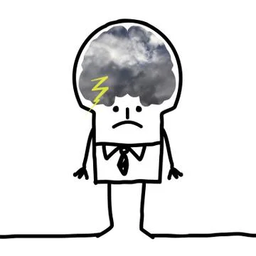 Big Brain Man - pessimism Stock Illustration