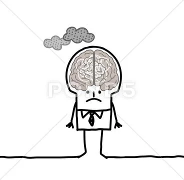 Big brain man & pollution Stock Illustration