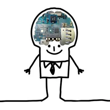 Big Brain Man - technology Stock Illustration