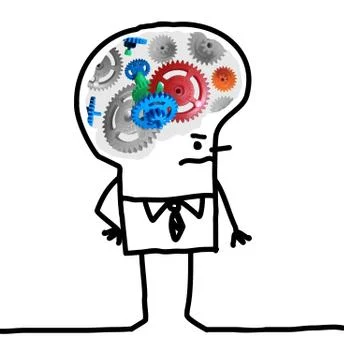 Big Brain Man - work and gears Stock Illustration