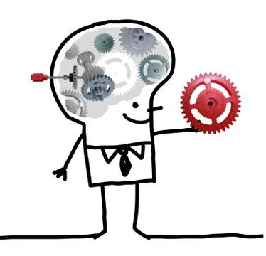 Big Brain Man - work and gears Stock Illustration