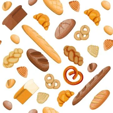 Big bread icons set seamless pattern. Stock Illustration