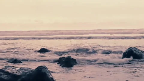 Big breaking Ocean wave Huge Rolling waves hits Hard on Shallow Reef stormy. Stock Footage 296107866