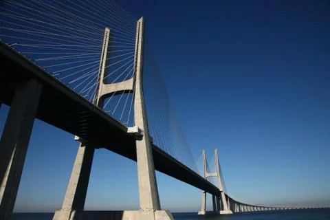 Big bridge in Lisabon, Portugal Stock Photos
