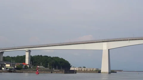 Big bridge over the sea Stock Footage 158656898