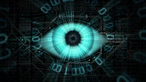 Big brother electronic eye concept, technologies for the global surveillance Stock Footage