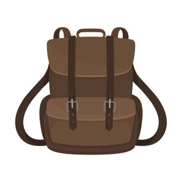 Big brown backpack. Vector illustration on a white background. Illustrazione stock