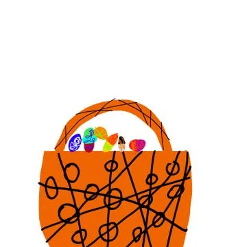 Big, brown basket with Easter eggs Stock Illustration