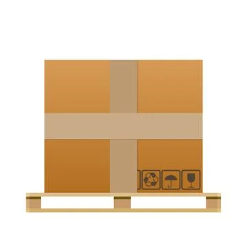 Big brown closed carton delivery box 库存插图
