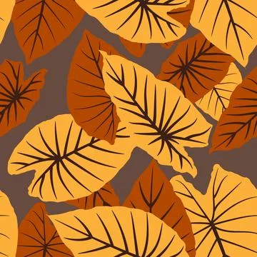 Big brown leaves seamless pattern Stock Illustration