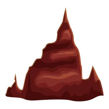 Big brown mountain peak reaching high above clouds Stock Illustration