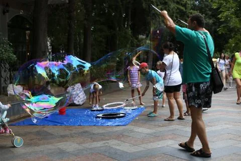 Big bubble on the street. Stock Photos