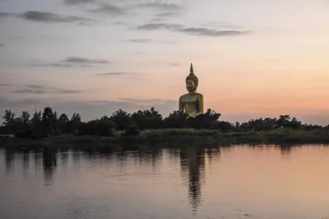 Big buddha and reflexation Stock Photos