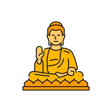 Big Buddha large bronze statue prayer, lotus pose Stock Illustration