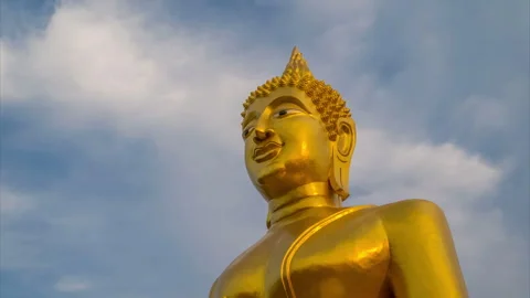 Big Buddha in Pattaya and clouds Time lapse, hyperlapse, Thailand Stock Footage 267567986