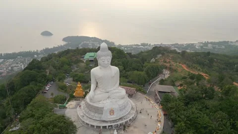 Big Buddha statue at sunset in Phuket, Thailand. Stock Footage 258050616