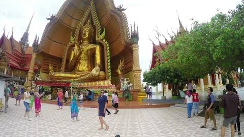 Big Buddha statue at Tiger Cave Temple (Wat Tham Sua), Kanchanaburi Province Stock Footage 83055884