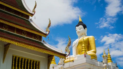 Big Buddha Statue Wat PaHa Temple Of Chiang Mai, Thailand (Time Lapse) Stock Footage 37923985