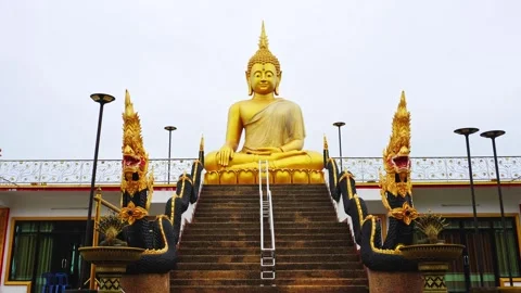 The big buddha statue at Wat Sawangwaree, Bueng Kan Province, Thailand. Stock Footage 278407059