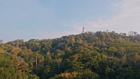 Big Buddha at the top of the mountain Stock Footage 125189758