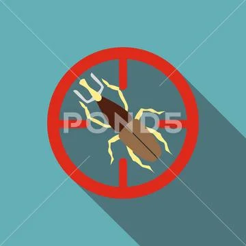 Big bug icon, flat style Illustrazione stock