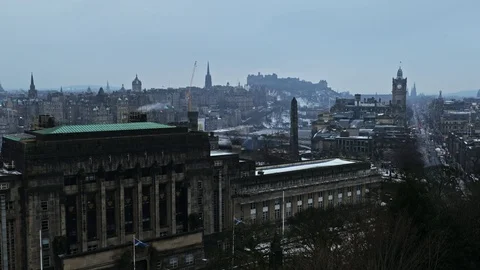 Big building downtown Edinburgh Stock Footage 128276929