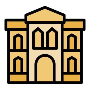 Big building facade with arched windows and doors icon Ilustración de archivo