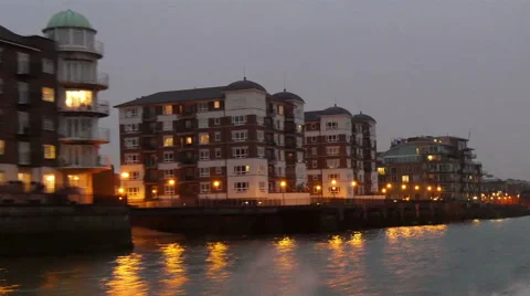 Big building located on the side of the river Video stock 51993008