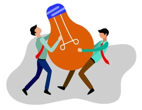 Big bulb idea flat vector Stock Illustration