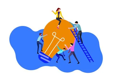 Big bulb idea flat vector Stock Illustration